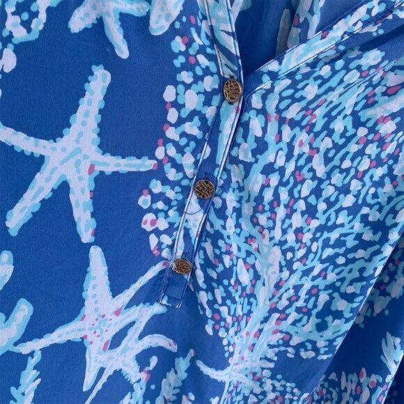 Lilly Pulitzer Elsa Silk Top Indigo Good Reef Size XL - Picture 3 of 11